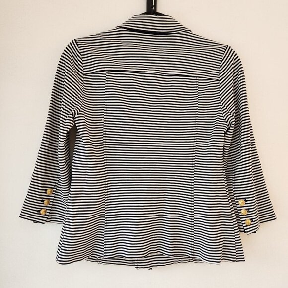 Cabi Blue Nautical Striped Stretch Knit Blazer Jacket Preppy #823 Women's S - Picture 3 of 9